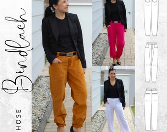 casual trousers, PDF sewing pattern ladies wide trousers, piped pockets, normal pockets in size 32-54, German instructions, Ebook German