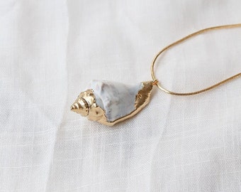 Schelpketting, gouden ketting, zeeschelpketting, natuurlijke schelpketting, strandketting, kerstcadeau