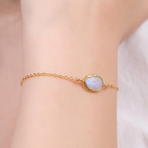 Moonstone Bracelet, Birthstone Jewelry, Minimalist Jewelry, Boho Bracelet, Dainty Bracelet, Moonstone Jewelry, Gift For Mom image 2