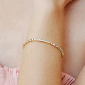 Classic Diamond Tennis Bracelet, Elegant Gold Diamond Bracelet, Minimalist Jewelry, Wedding Jewelry, Bridesmaid Gift, Gift for Her
