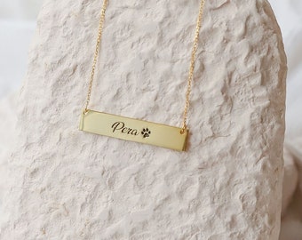 Collier de barre d’or, collier de nom, cadeau personnalisé, bijoux personnalisés, collier de barre de nom, cadeau de Noël, cadeau pour maman