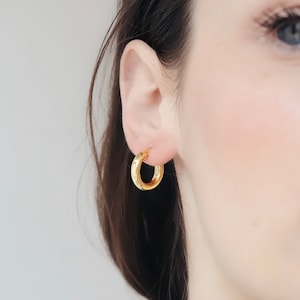 Chunky Gold Hoop Earrings, Simple Minimalist Rings, 925 Silver Earrings, Minimalist- Casual Jewelry , Gift for HER
