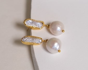 Pearl Stud Earrings ,Baroque Pearl Earrings, Bridesmaid Earrings, Dainty Earrings, Birthday gifts, Gift For Her, Mothers Day Gift