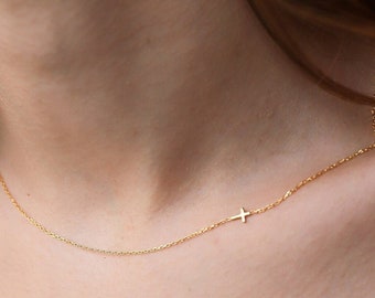 Vertical, Horizontal and Side Cross Necklace, Silver Cross Necklace, Cross Necklace,Elegant Side Cross Necklace, Mothers Day Gift