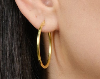 Thin Gold Hoops, Endless Hoop Earrings, Elegant Gold Hoops, Minimalist Earrings,Perfect Gift For Her