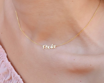 GRANDE VENDITA Collana con nome laterale, Collana asimmetrica, Collana con nome personalizzato, Girocollo iniziale senza centro, Regali di Natale, Regalo per lei