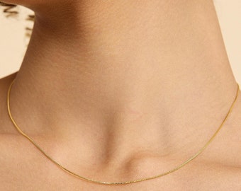 Dainty Box Chain Necklace, Layering Necklace, 18k Gold Filled Box Chain, Minimalist Necklace, Simple Necklace, Gift For Her