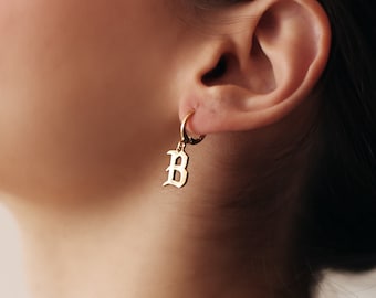 Old English Font Dangling Initial Earrings, Special Earrings, Everyday Chic , Gift For HER