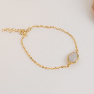 Moonstone Bracelet, Birthstone Jewelry, Minimalist Jewelry, Boho Bracelet, Dainty Bracelet, Moonstone Jewelry, Gift For Mom image 1