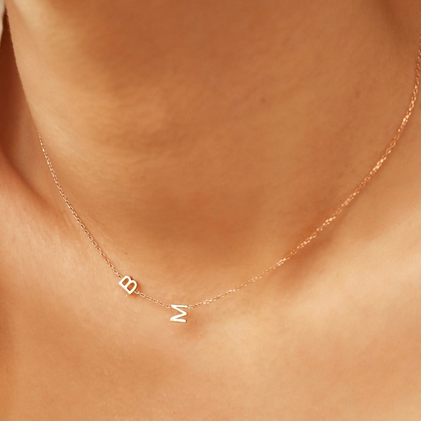 İnitial Necklace , Extra Tiny Initial Necklace , Sideways Initial Necklace ,Elegant Statement Necklace, Valentine's Day Gift, Christmas Gift