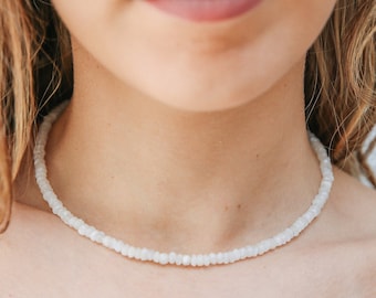 Moonstone Beaded Necklace , Moonstone Choker Necklace, Moonstone Necklace, Gemstone Choker, Gift For Her, Christmas Gifts