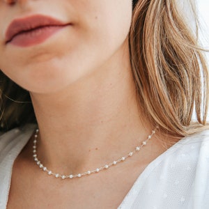 Elegant Beaded Pearl Choker, Modern Pearl Necklace, Freshwater Pearl, Elegant Wedding Necklace, Bridesmaid Gifts, Gifts for Her image 2