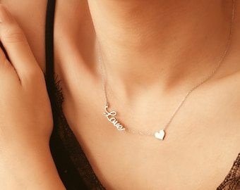 Collier de lettres d’amour, collier d’amour en or, bijoux d’amour pour femmes, cadeau de Noël, cadeaux de la Saint-Valentin, cadeau pour ELLE