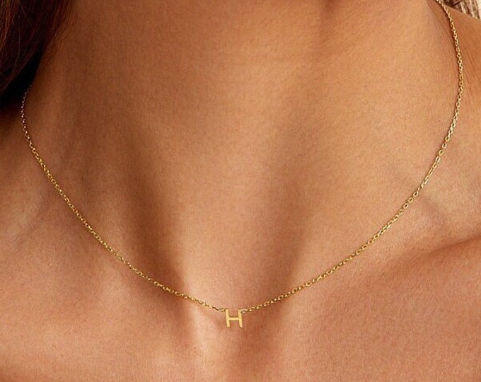 Elegante Anfangsbuchstaben-Halskette, Kleine Anfangsbuchstaben-Halskette, Zarte Halskette, Minimaler Schmuck, Geschenk zum Valentinstag