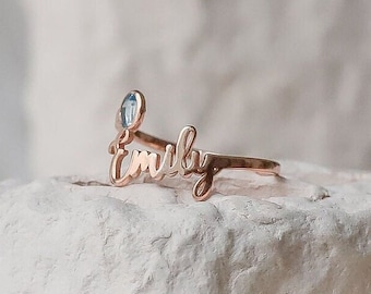 Multiple Name Ring, Two Name Ring, Birthstone Ring, Personalized Gift, Minimalist Ring, Birthstone Jewelry, Mother's Day Gift