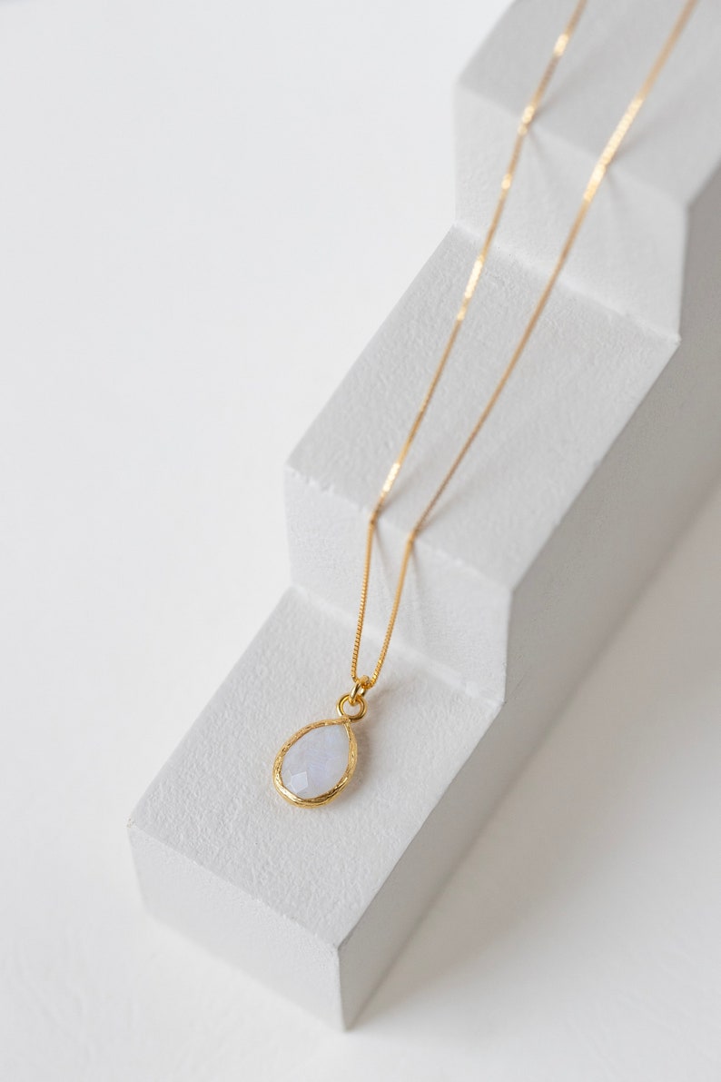 Moonstone Necklace, Minimalist Necklace , Gemstone Necklace, Tiny Necklace, Birthstone Jewelry, Christmas Gift image 4