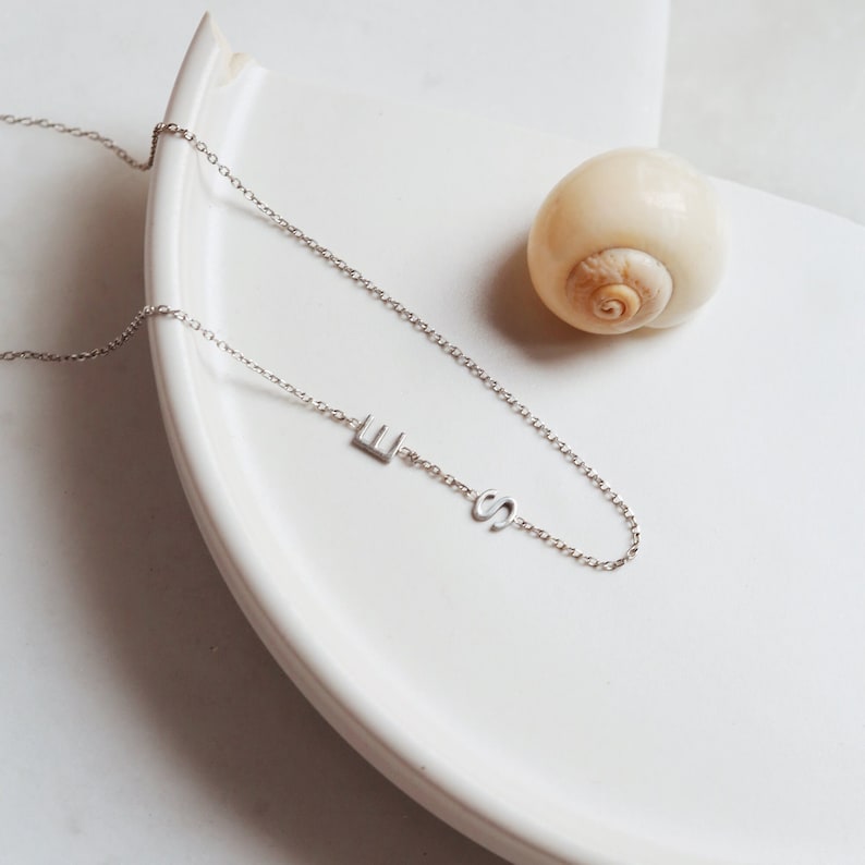 İnitial Necklace , Extra Tiny Initial Necklace , Sideways Initial Necklace ,Elegant Statement Necklace, Valentine's Day Gift , Gift For Her zdjęcie 7