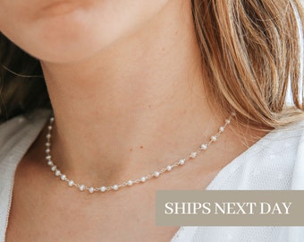 Elegant Beaded Pearl Choker, Modern Pearl Necklace, Freshwater Pearl, Elegant Wedding Necklace, Bridesmaid Gifts, Gifts for Her