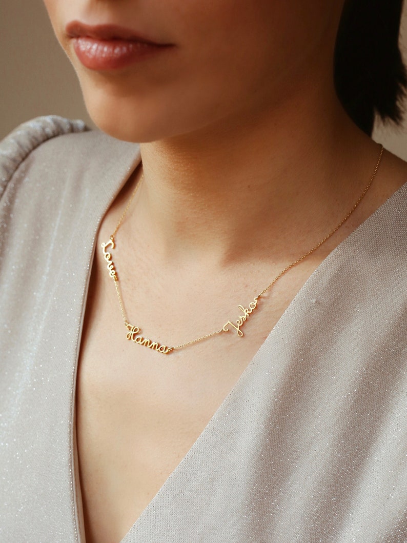 Christmas Gift for Mom, Family Necklace, Multi-Name Necklace, 18k Gold, Cristmas Jewelry ,Gift for HER image 1