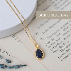 Sapphire Teardrop Necklace, Inspiring Statement Necklace, Birthstone Necklace, September Birthstone Necklace, Gift for Woman