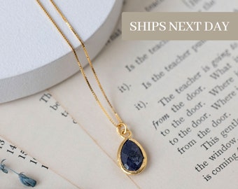Sapphire Teardrop Necklace, Vintage Inspiring Statement Necklace, Birthstone Necklace, September Birthstone Necklace, Gift for Woman