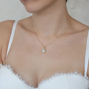 Moonstone Necklace, Minimalist Necklace , Gemstone Necklace, Tiny Necklace, Birthstone Jewelry, Christmas Gift image 5