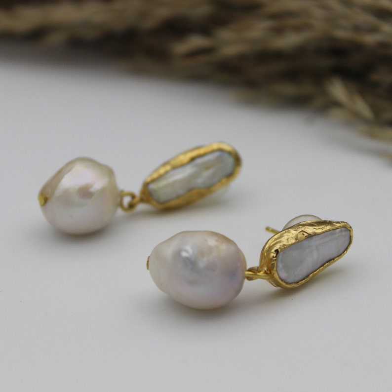 Pearl Stud Earrings /Baroque Pearl Earrings / Bridesmaid Earrings / Dainty Earrings /Birthday gifts, Unique gift - AACE006 