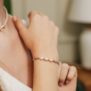 Lavender Amethyst Bracelet / Delicate Tiny Stone Bracelet / Healing Crystal Jewelry / Dainty Birthstone Bracelet , Gift For Her image 3