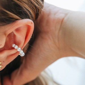 Perlenohrring, Perlenohrring, Manschettenohrring, Brautjungferngeschenk, kein Piercing Ohrring, Geschenk für sie