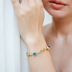 Pulsera de mal de ojo, pulsera personalizada con letra de mal de ojo, pulsera de protección, pulsera de mal de ojo, pulsera elegante, regalos de Navidad