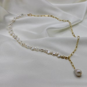 Pearl Lasso Necklace, Pearl Y Necklace , Bridal Jewelry, Dainty Necklace , Unique gifts, Christmas Gift image 5