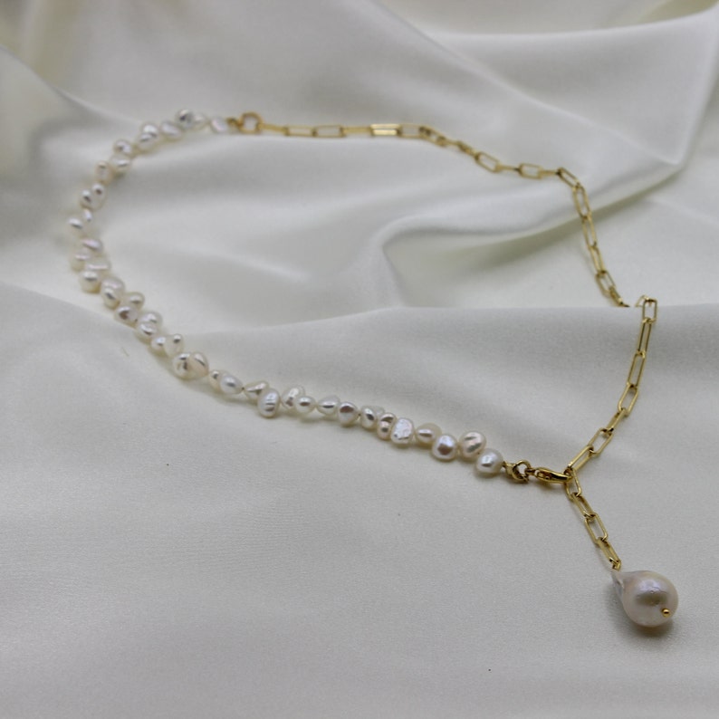 Pearl Lasso Necklace, Pearl Y Necklace , Bridal Jewelry, Dainty Necklace , Unique gifts, Christmas Gift image 5