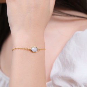 Moonstone Bracelet, Birthstone Jewelry, Minimalist Jewelry, Boho Bracelet, Dainty Bracelet, Moonstone Jewelry, Gift For Mom image 5
