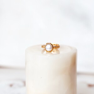Freshwater Pearl Ring, Round White Bridal Ring, Bridesmaid Ring, Pearl Ring , Bride Gift, Christmas Gift image 6