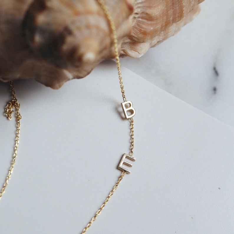 İnitial Necklace , Extra Tiny Initial Necklace , Sideways Initial Necklace ,Elegant Statement Necklace, Valentine's Day Gift , Gift For Her zdjęcie 8
