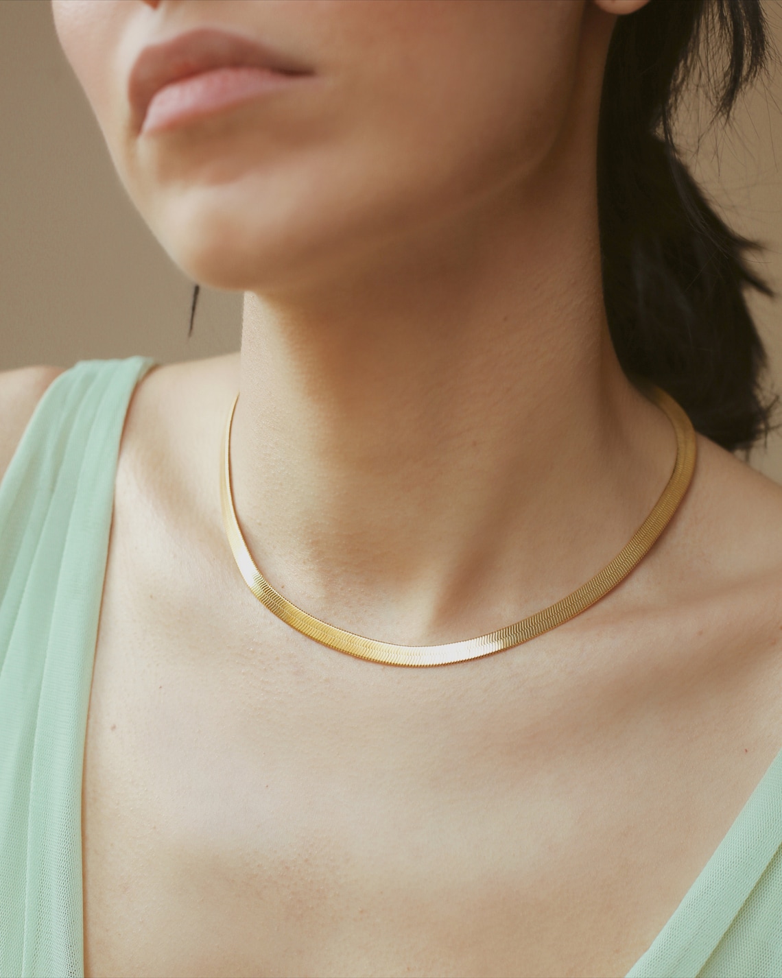 Herringbone Choker Necklace / 24k Shiny Gold Plated Necklace / Etsy