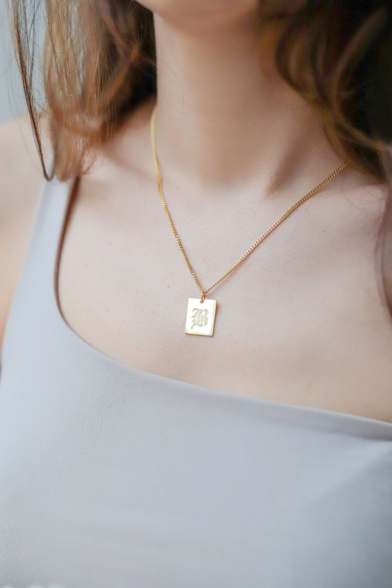 Personalized initial necklace , Elegant custom necklace, Minimalist jewelry , 14K gold coin necklace , Gift for Her , Christmas Gift image 1