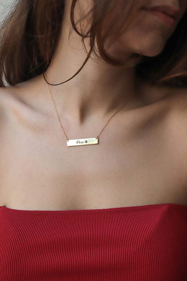 Gold Bar Necklace, Name necklace , Personalized Gift , Personalized jewelry , Name Bar Necklace , Christmas gift , Gift for Mom image 2