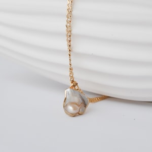 Keshi Pearl Necklace, Pearl Jewelry, Gold Plated Necklace, Timeless Jewelry, Gift for Her , Gift for MOM image 2