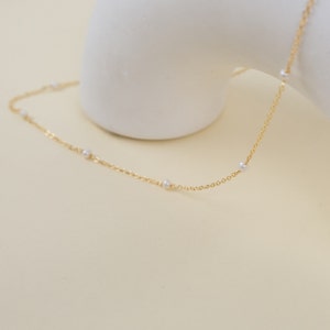 Dainty Pearl Necklace, Bridesmaid Jewelry, Freshwater Pearl Necklace, Chain Necklace, Pearl Jewelry, Mothers Day Gift image 9