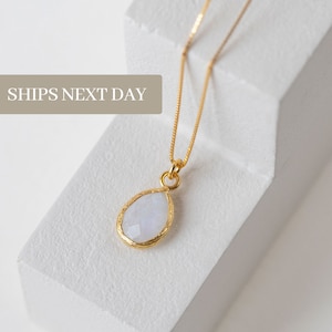 Moonstone Necklace, Minimalist Necklace , Gemstone Necklace, Tiny Necklace,  Birthstone Jewelry,  Valentine's Day Gift