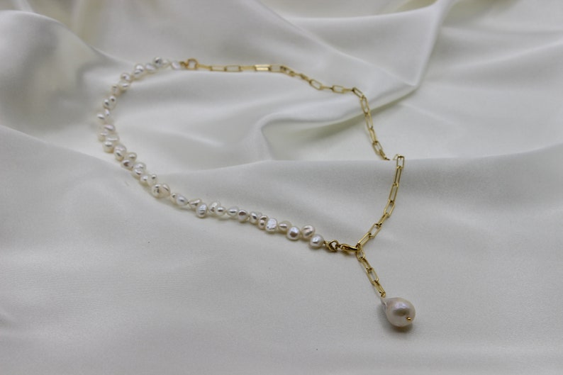 Pearl Lasso Necklace, Pearl Y Necklace , Bridal Jewelry, Dainty Necklace , Unique gifts, Christmas Gift image 7