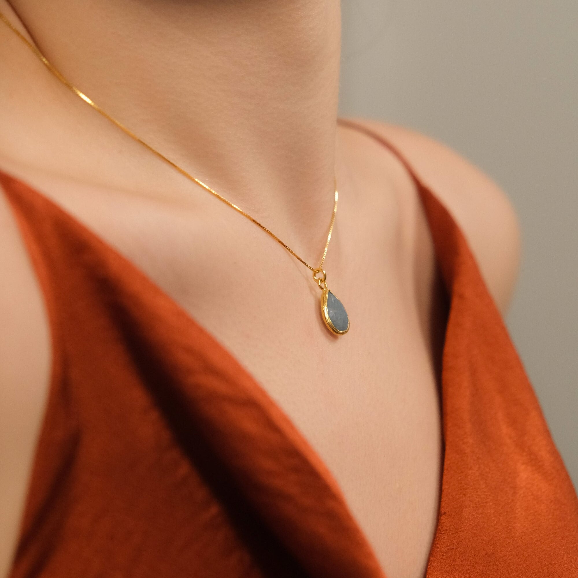 Simple Gemstone Necklace, March Birthstone Necklace, Aquamarine ...