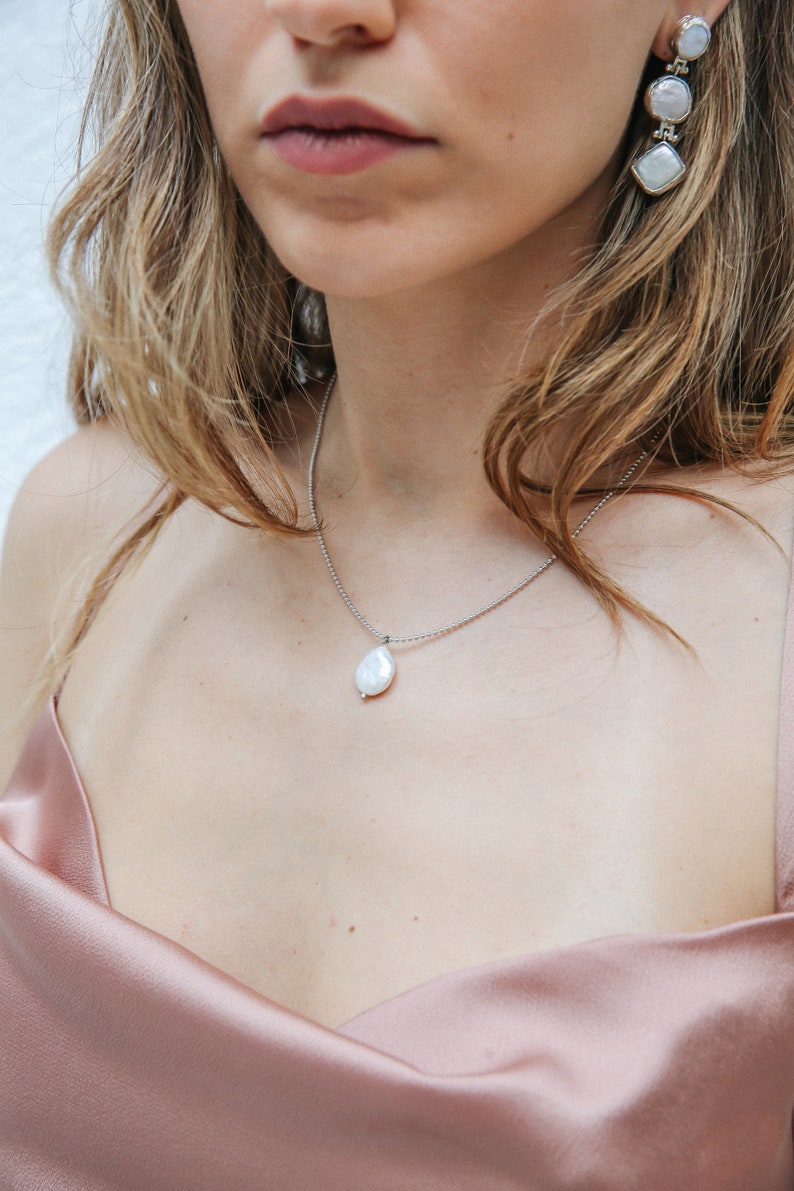 Baroque Pearl Pendant Necklace, Irregular Pearl Necklace, Bridesmaid Gifts, Layered Necklace, Gifts for Her image 5