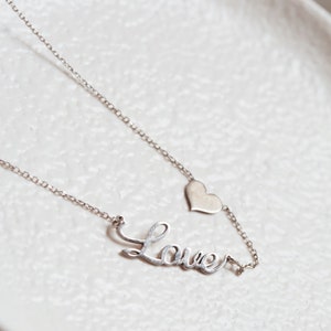 Love Letter Necklace, Gold Love Necklace, Love Jewelry for Women, Christmas Gift, Valentine's Day Gifts,Gift for HER image 9