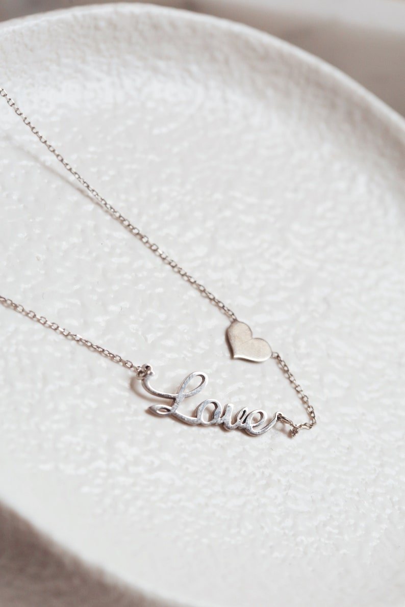 Love Letter Necklace, Gold Love Necklace, Love Jewelry for Women, Christmas Gift, Valentine's Day Gifts,Gift for HER image 9