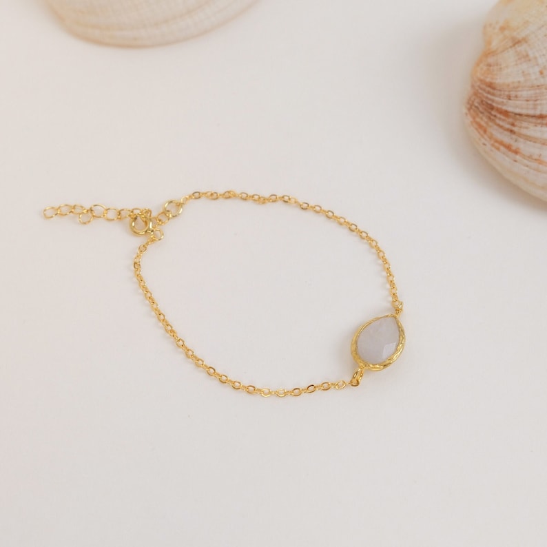 Moonstone Bracelet, Birthstone Jewelry, Minimalist Jewelry, Boho Bracelet, Dainty Bracelet, Moonstone Jewelry, Gift For Mom image 1