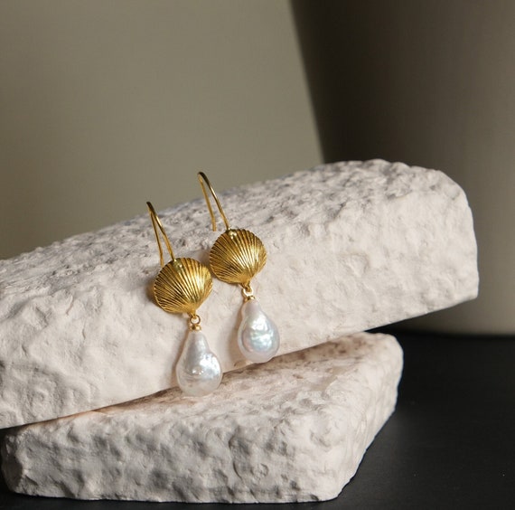 Orecchini pendenti in oro 9 carati con perle: gioielli da sposa a spirale - Italia