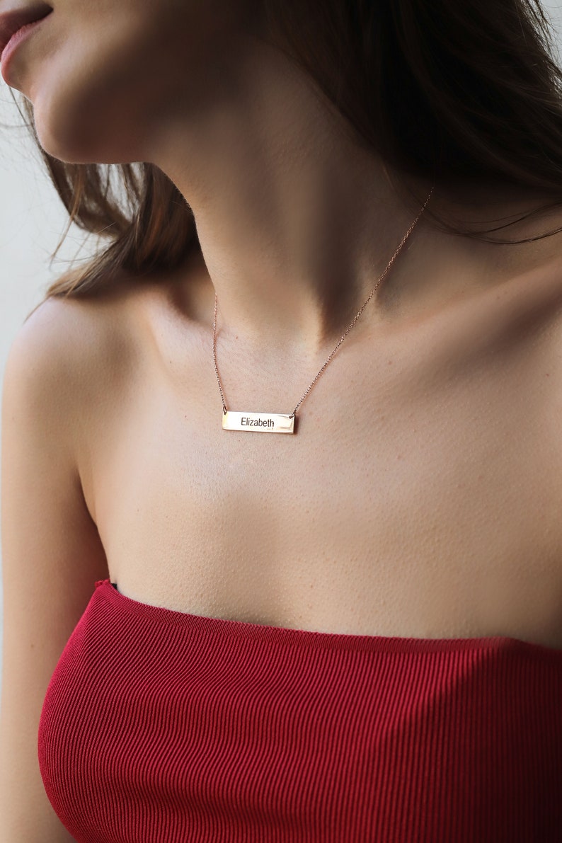 Gold Bar Necklace, Name necklace , Personalized Gift , Personalized jewelry , Name Bar Necklace , Christmas gift , Gift for Mom image 5