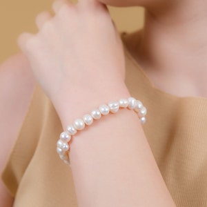 Modern Pearl Jewelry, Pearl Bracelet, Bridal Jewelry, Delicate Elegant Jewelry for Wedding,June Birthstone Gift, Gifts for Mom image 7